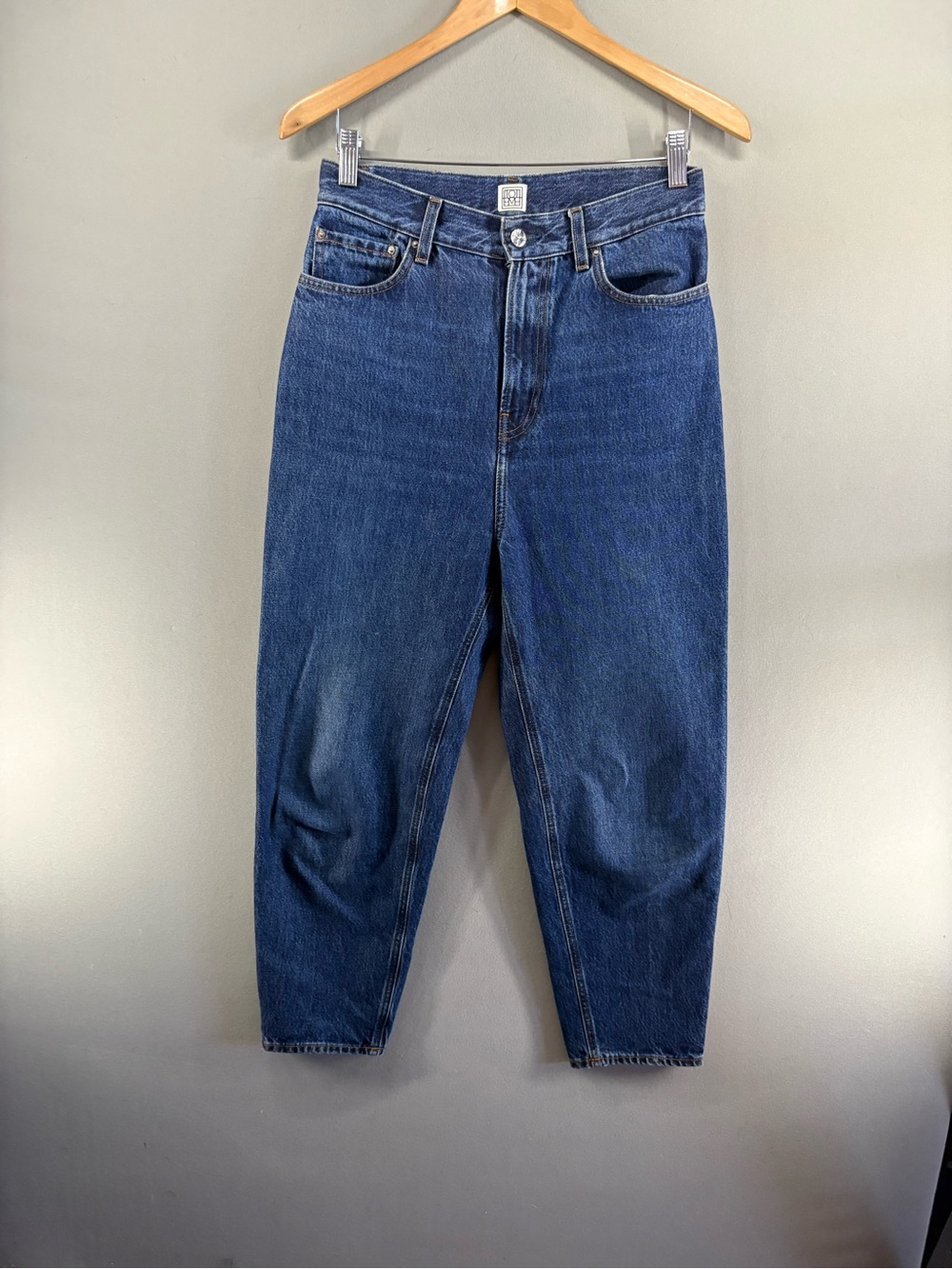 Toteme Tapered Leg Denim Jeans Dark Wash Blue Organic Cotton Made in Italy 27/30